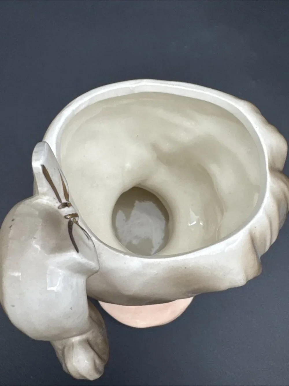 VTG 50’s Head Vase Pink Ponytail Pearl Earring Engagement Ring Bow Girl Ceramic